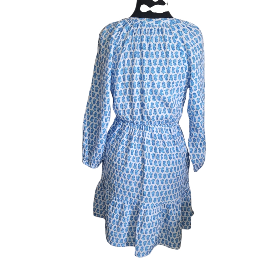 Vineyard Vines Seastitch Block Print Tiered Cotton Mini Dress Blue Coastal XS - Picture 11 of 14